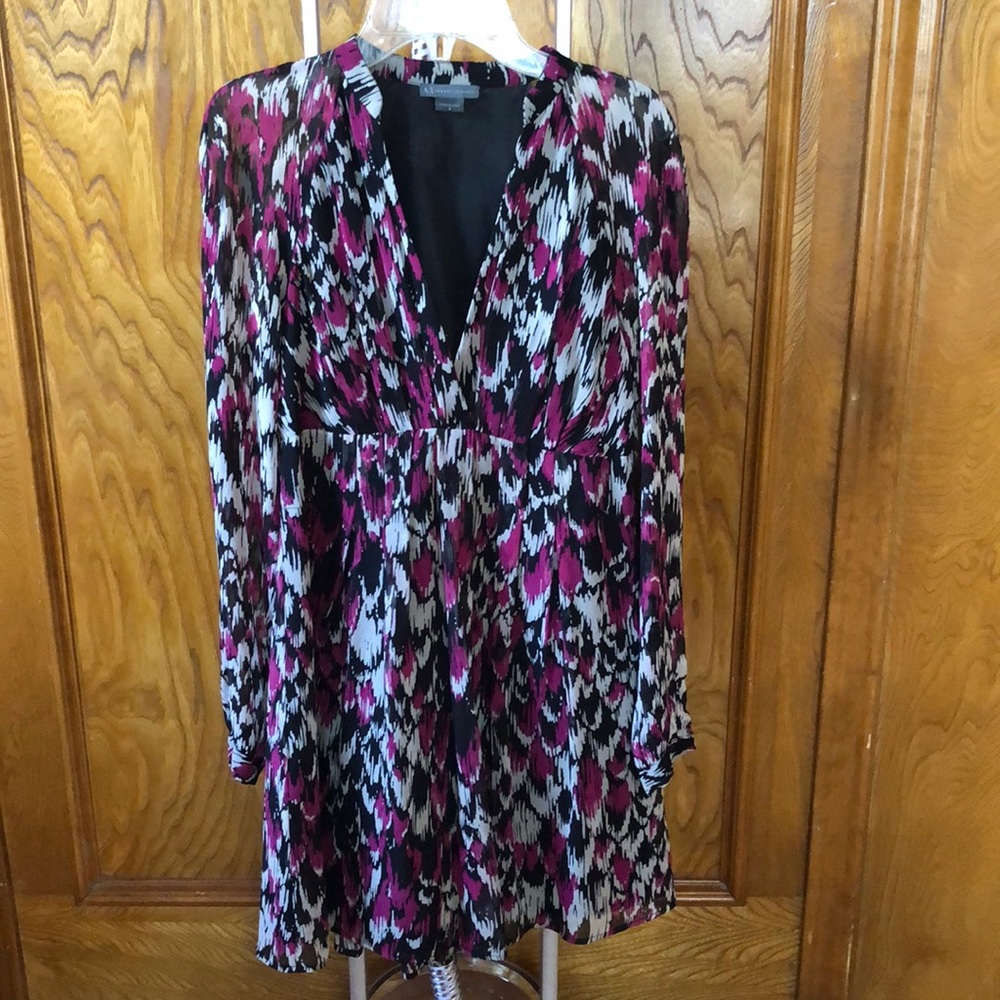 AX Long Sleeve Deep V Neck Dress 0